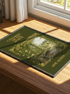 Catharine, Or The Bower Classic Book Art Print by Jane Austen – print on a sunlit desk