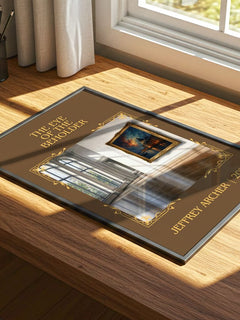 The Eye Of The Beholder Classic Book Art Print by Jeffrey Archer – print on a sunlit desk