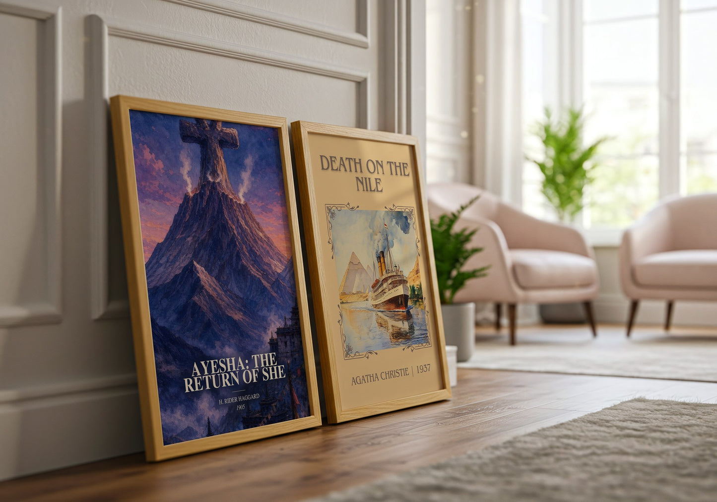 Ayesha: The Return Of She watercolour print framed by window – literary home decor