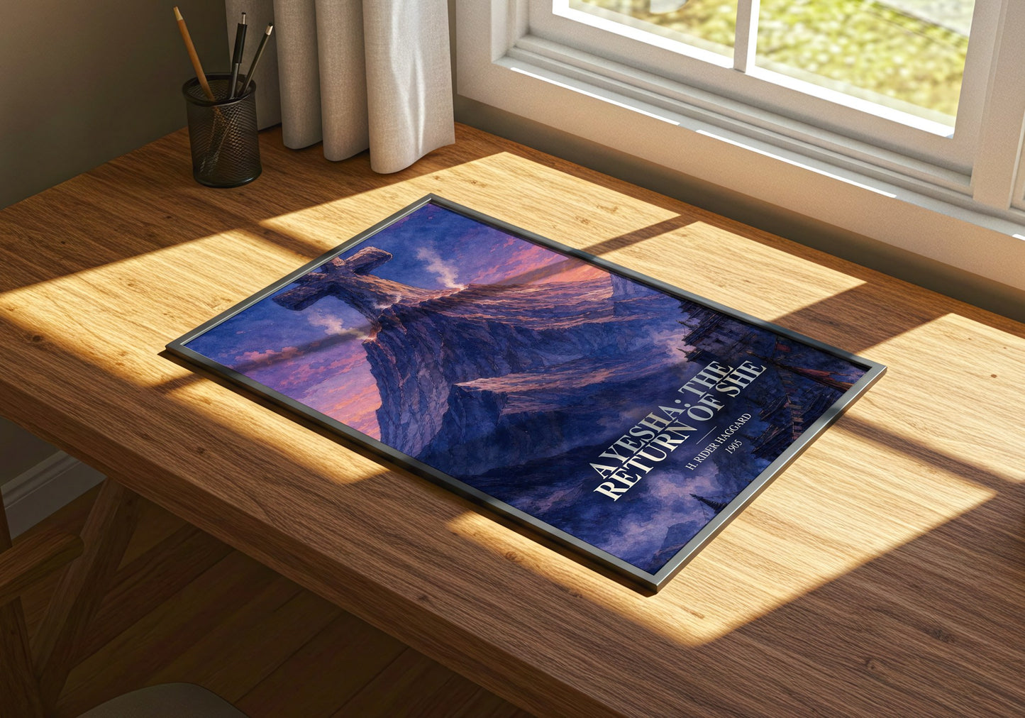 Ayesha: The Return Of She watercolour book poster framed on wall – adventure wall art