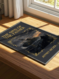 The Sins Of The Father Classic Book Art Print by Jeffrey Archer – print on a sunlit desk