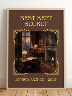 Best Kept Secret Classic Book Art Print by Jeffrey Archer – framed print leaning on a wooden floor