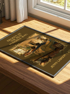 Broken (In The Best Possible Way) Classic Book Art Print by J. Lawson – print on a sunlit desk