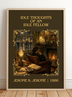 Idle Thoughts Of An Idle Fellow Classic Book Art Print by J. Jerome – framed print leaning on a wooden floor