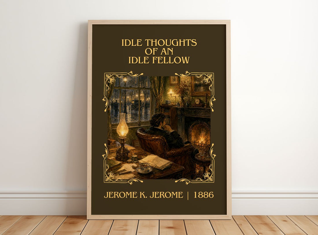 Idle Thoughts Of An Idle Fellow Classic Book Art Print by J. Jerome – framed print leaning on a wooden floor