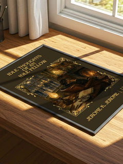 Idle Thoughts Of An Idle Fellow Classic Book Art Print by J. Jerome – print on a sunlit desk