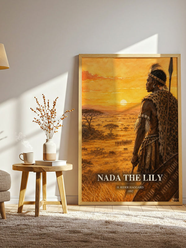 Nada The Lily watercolour print in frame leaning in hallway – adventure wall art