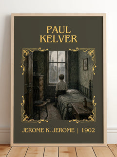 Paul Kelver Classic Book Art Print by Jerome K. Jerome – framed print leaning on a wooden floor