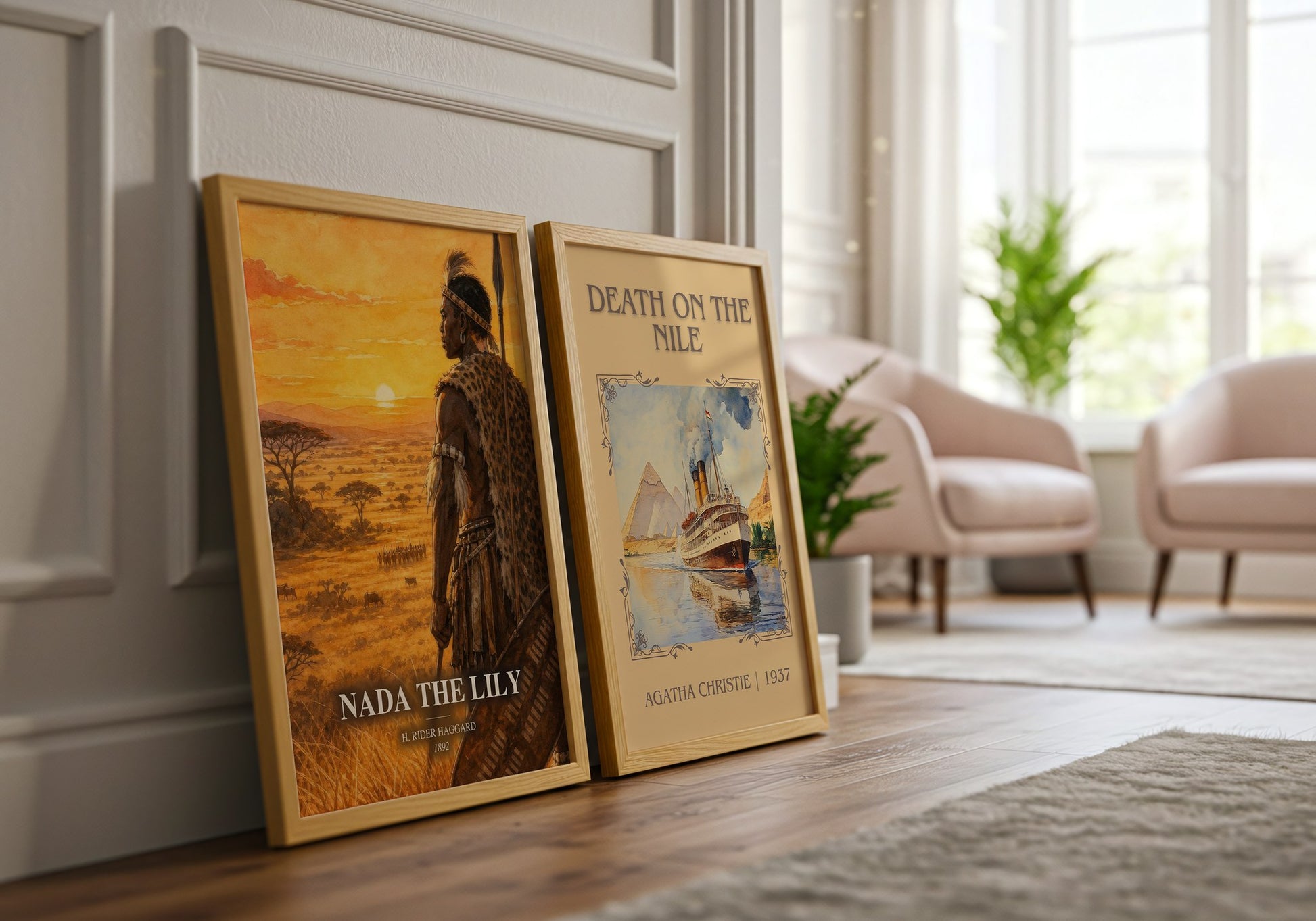 Nada The Lily watercolour print framed by window – literary home decor