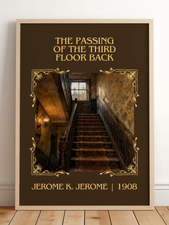 Passing Of The Third Floor Back Classic Book Art Print by J. Jerome – framed print leaning on a wooden floor