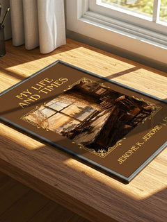 My Life And Times Classic Book Art Print by Jerome K. Jerome – print on a sunlit desk