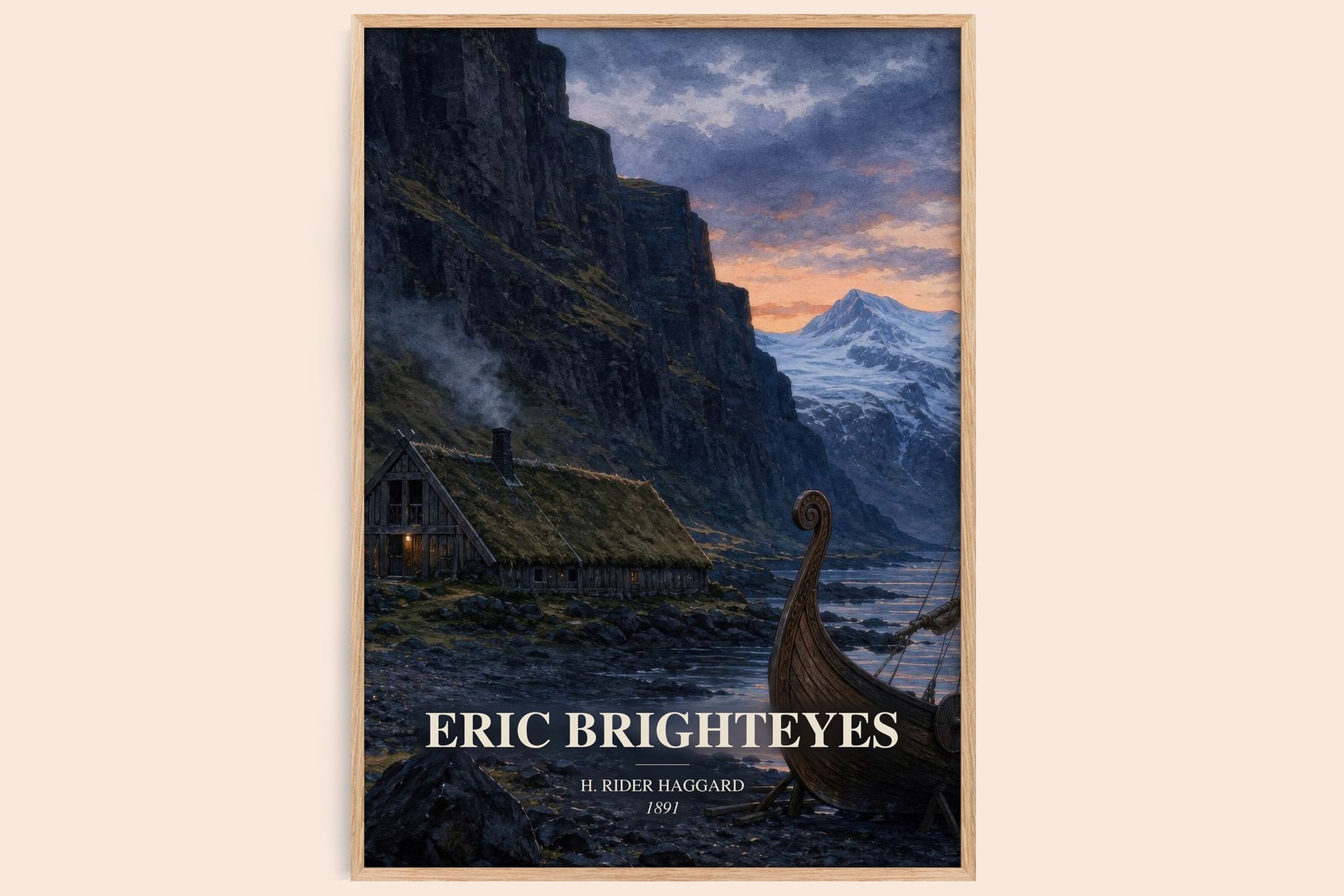 Eric Brighteyes watercolour book poster by H. Rider Haggard – framed literary art print