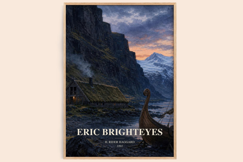 Eric Brighteyes watercolour book poster by H. Rider Haggard – framed literary art print