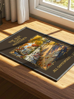 The Alec Flint Mysteries Classic Book Art Print by Jill Santopolo – print on a sunlit desk