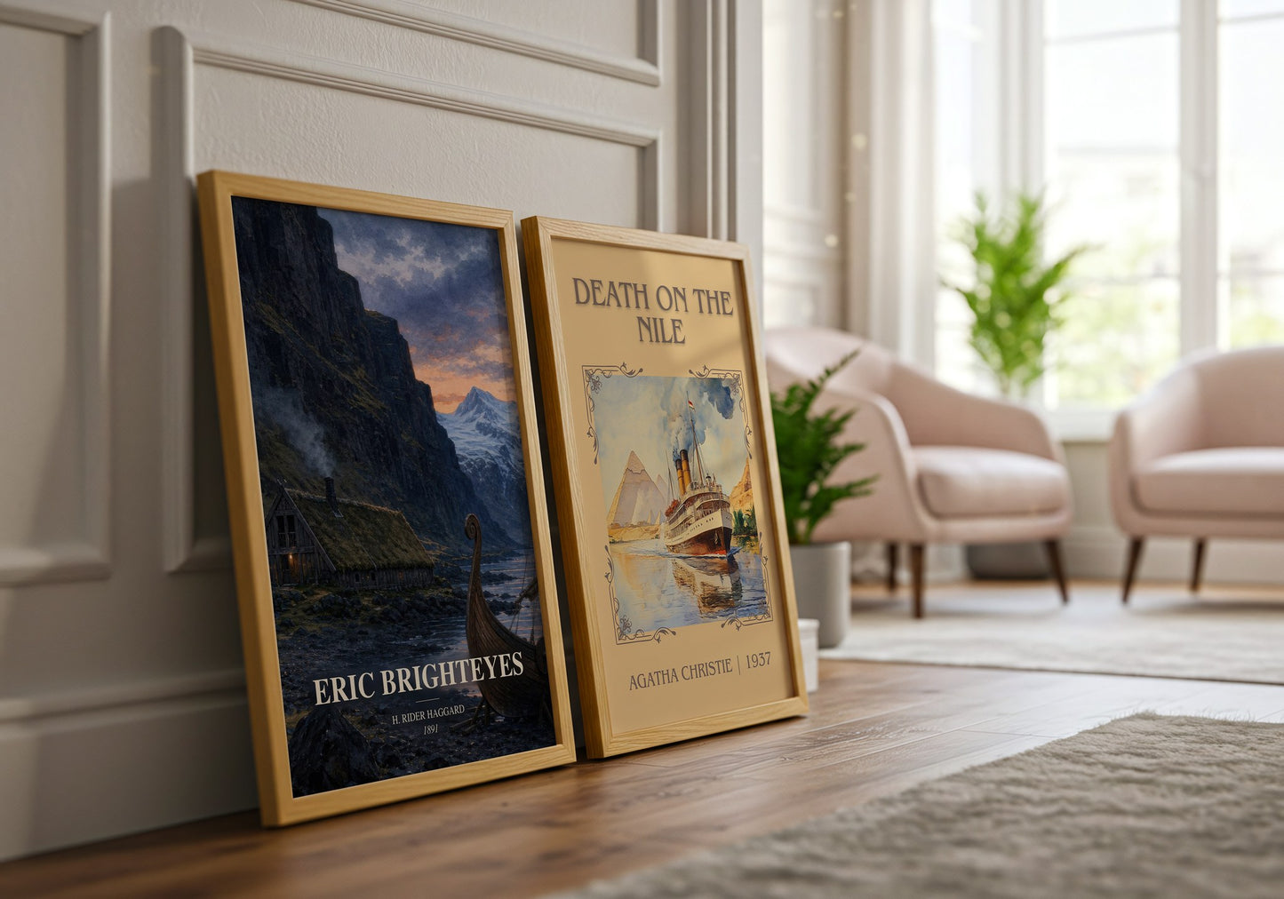 Eric Brighteyes watercolour print framed by window – literary home decor