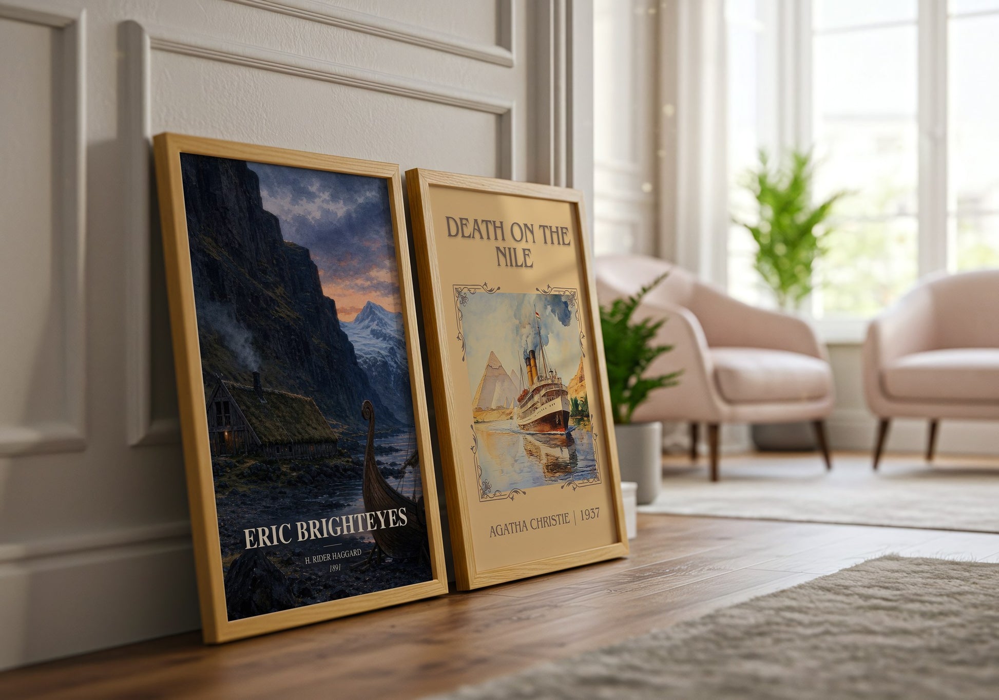 Eric Brighteyes watercolour print framed by window – literary home decor