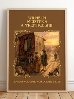 Wilhelm Meister's Apprenticeship Classic Book Art Print by J. Goethe – framed print leaning on a wooden floor