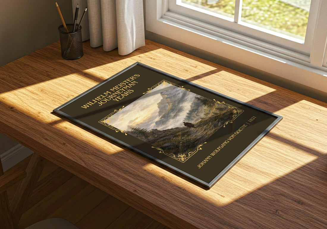 Wilhelm Meister's Journeyman Years Classic Book Art Print by J. Goethe – print on a sunlit desk