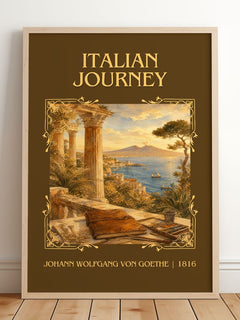 Italian Journey Classic Book Art Print by Johann Wolfgang Von Goethe – framed print leaning on a wooden floor