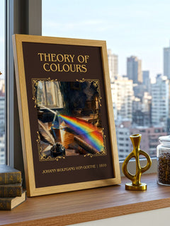 Theory Of Colours Classic Book Art Print by Johann Wolfgang Von Goethe – framed print on a city-view windowsill