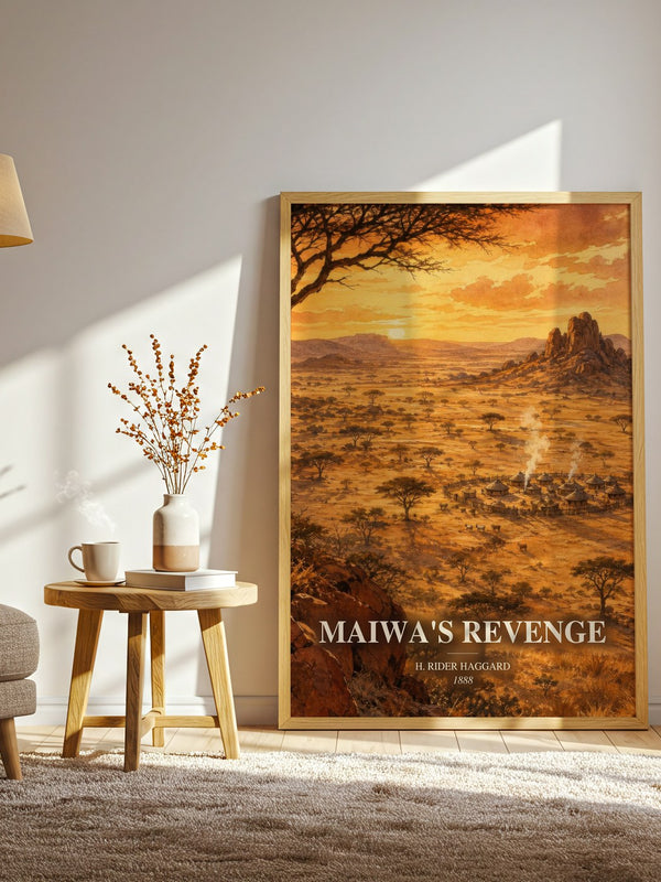 Maiwa'S Revenge watercolour print in frame leaning in hallway – adventure wall art