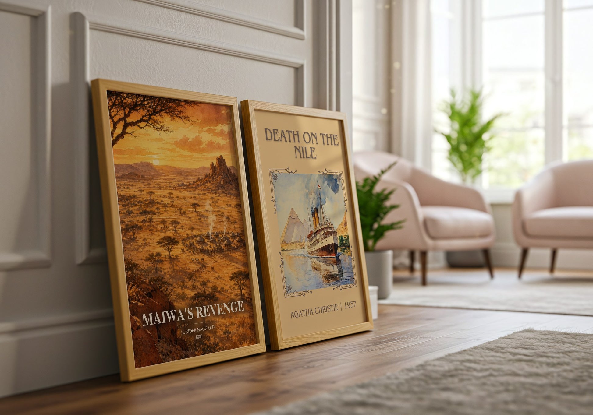 Maiwa'S Revenge watercolour print framed by window – literary home decor