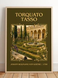 Torquato Tasso Classic Book Art Print by Johann Wolfgang Von Goethe – framed print leaning on a wooden floor