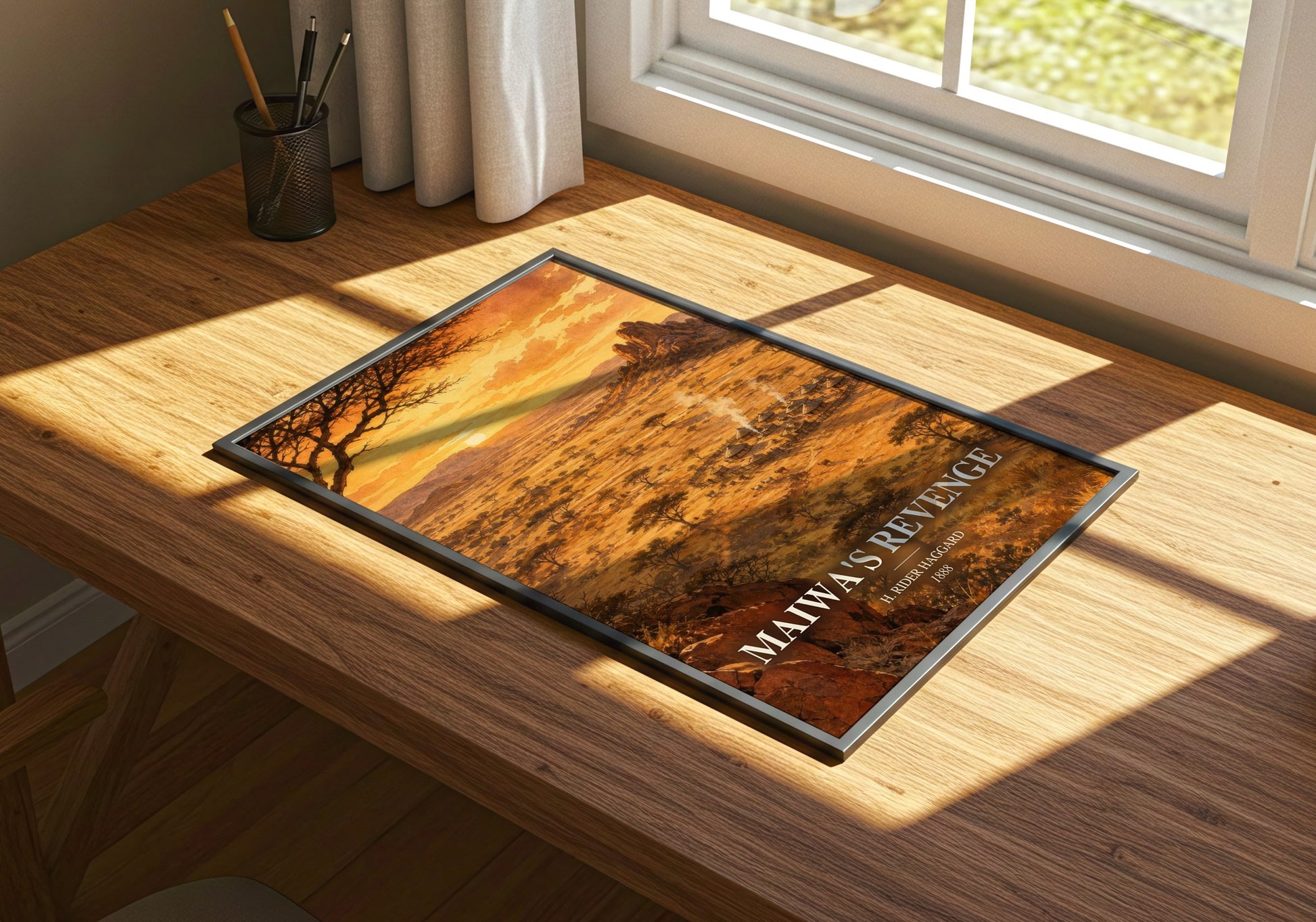 Maiwa'S Revenge watercolour book poster framed on wall – adventure wall art