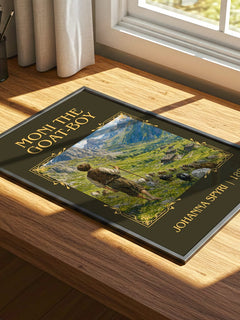 Moni The Goat-Boy Classic Book Art Print by Johanna Spyri – print on a sunlit desk