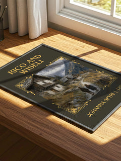 Rico And Wiseli Classic Book Art Print by Johanna Spyri – print on a sunlit desk