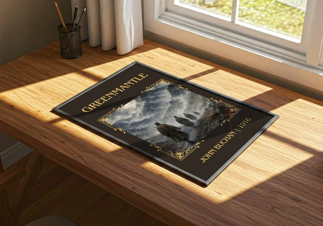 Greenmantle Classic Book Art Print by John Buchan – print on a sunlit desk