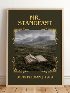 Mr. Standfast Classic Book Art Print by John Buchan – framed print leaning on a wooden floor
