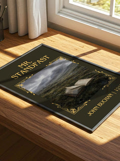Mr. Standfast Classic Book Art Print by John Buchan – print on a sunlit desk