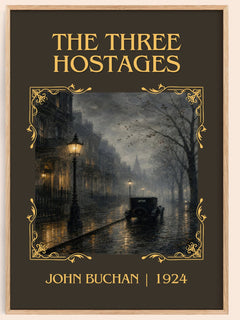 The Three Hostages Classic Book Art Print by John Buchan – book poster