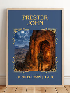 Prester John Classic Book Art Print by John Buchan – framed print leaning on a wooden floor