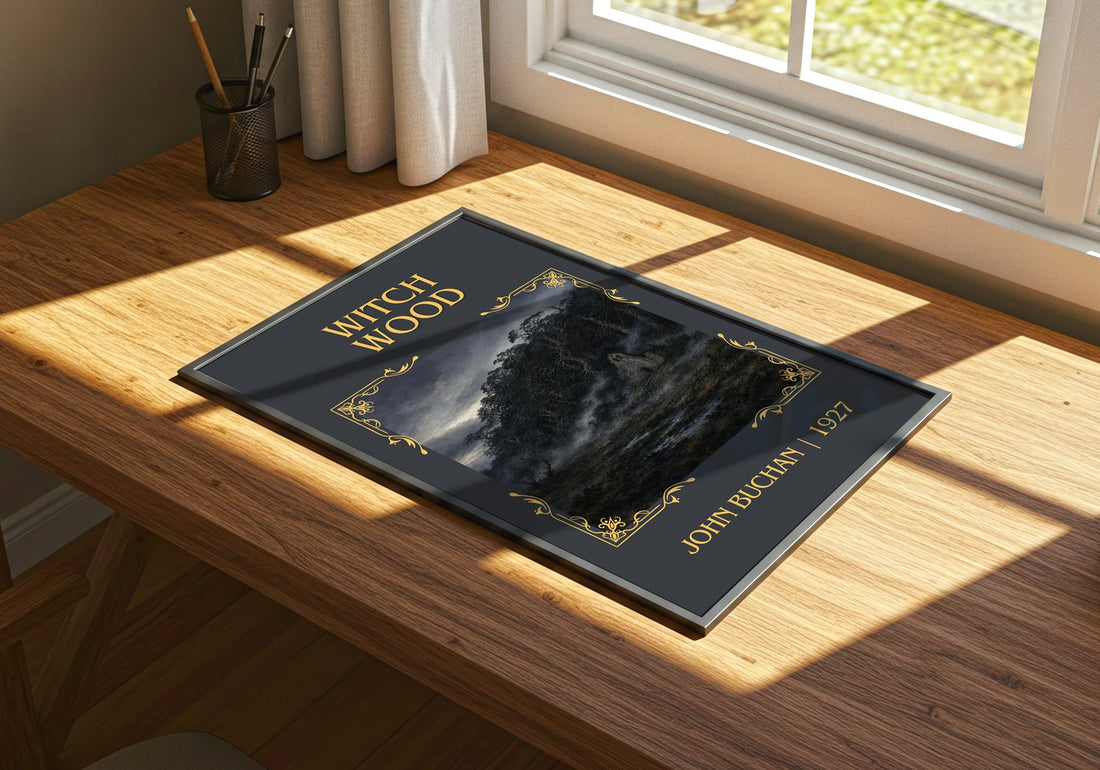 Witch Wood Classic Book Art Print by John Buchan – print on a sunlit desk