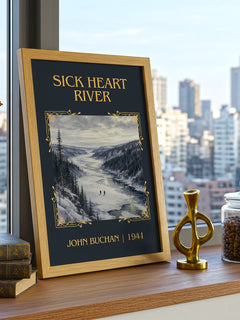 Sick Heart River Classic Book Art Print by John Buchan – framed print on a city-view windowsill