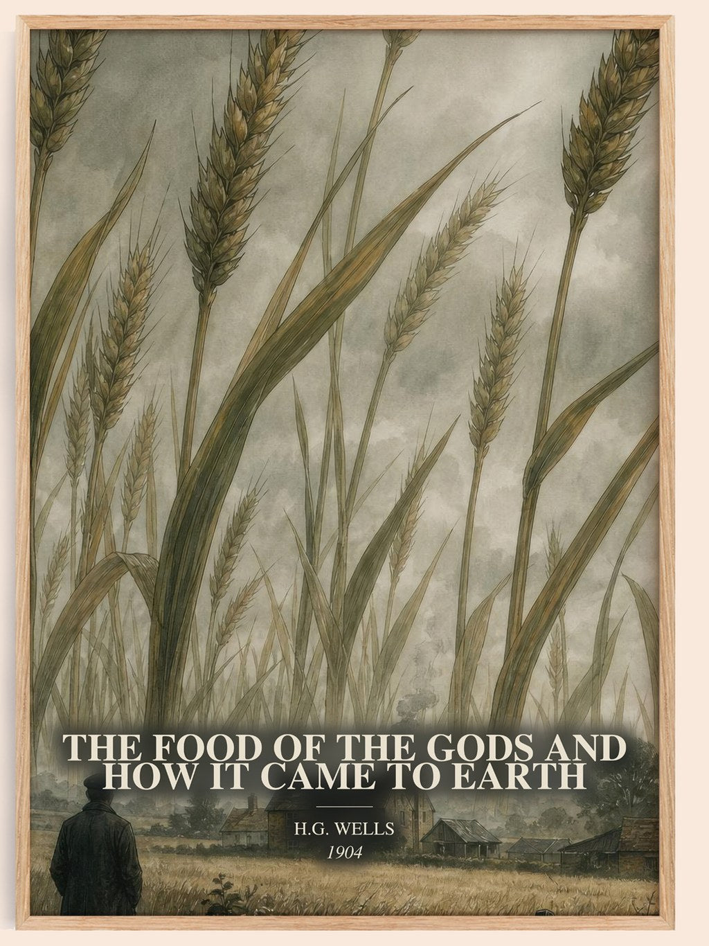 The Food Of The Gods And How It Came To Earth watercolour book poster by H.G. Wells – framed literary art print