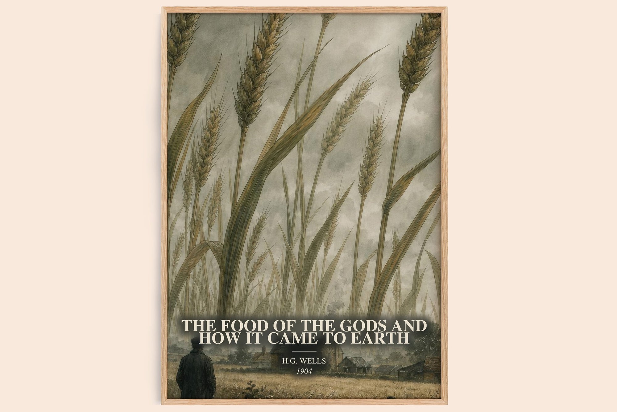 The Food Of The Gods And How It Came To Earth watercolour book poster by H.G. Wells – framed literary art print