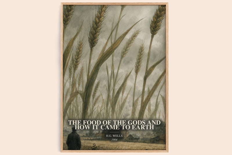The Food Of The Gods And How It Came To Earth watercolour book poster by H.G. Wells – framed literary art print