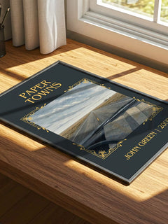 Paper Towns Classic Book Art Print by John Green – print on a sunlit desk