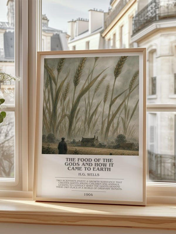 Food Of The Gods And How It Came To Earth Bookish Wall Art by H. Wells – framed print by a bright window
