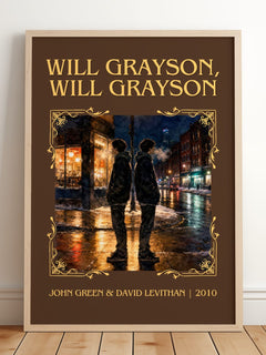 Will Grayson, Will Grayson Classic Book Art Print by J. Levithan – framed print leaning on a wooden floor