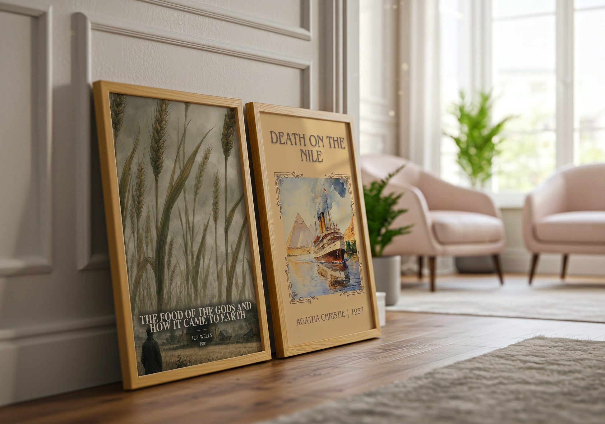 The Food Of The Gods And How It Came To Earth watercolour print framed by window – literary home decor