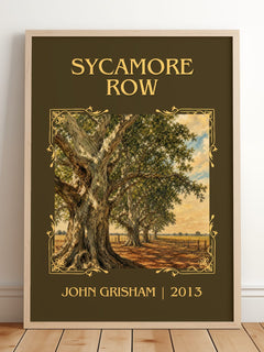 Sycamore Row Classic Book Art Print by John Grisham – framed print leaning on a wooden floor