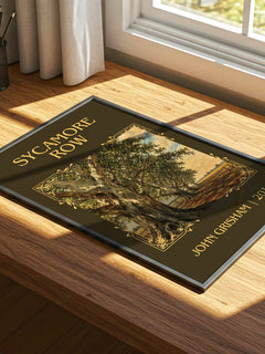 Sycamore Row Classic Book Art Print by John Grisham – print on a sunlit desk