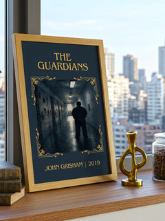 The Guardians Classic Book Art Print by John Grisham – framed print on a city-view windowsill