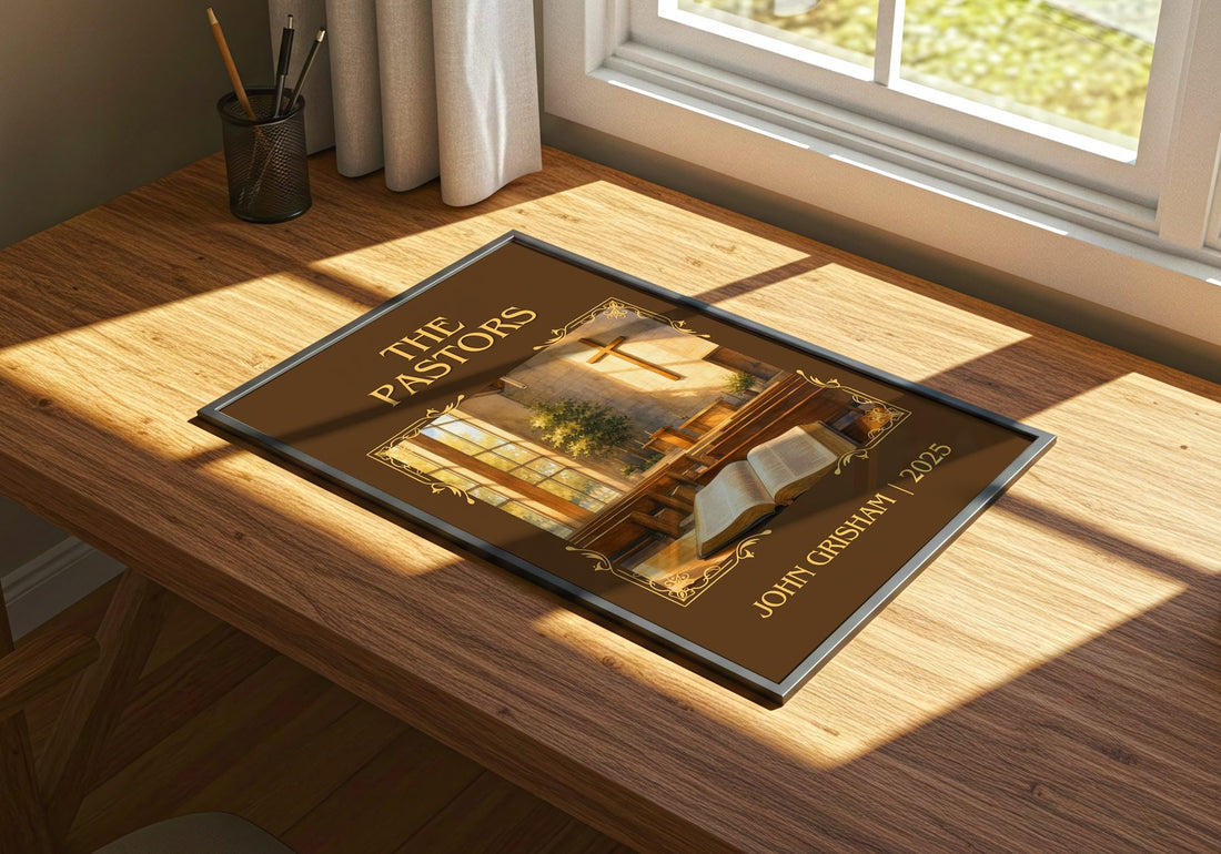 The Pastors Classic Book Art Print by John Grisham – print on a sunlit desk