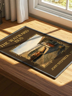 The Wayward Bus Classic Book Art Print by John Steinbeck – print on a sunlit desk