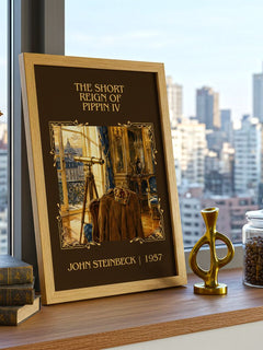 The Short Reign Of Pippin Iv Classic Book Art Print by John Steinbeck – framed print on a city-view windowsill